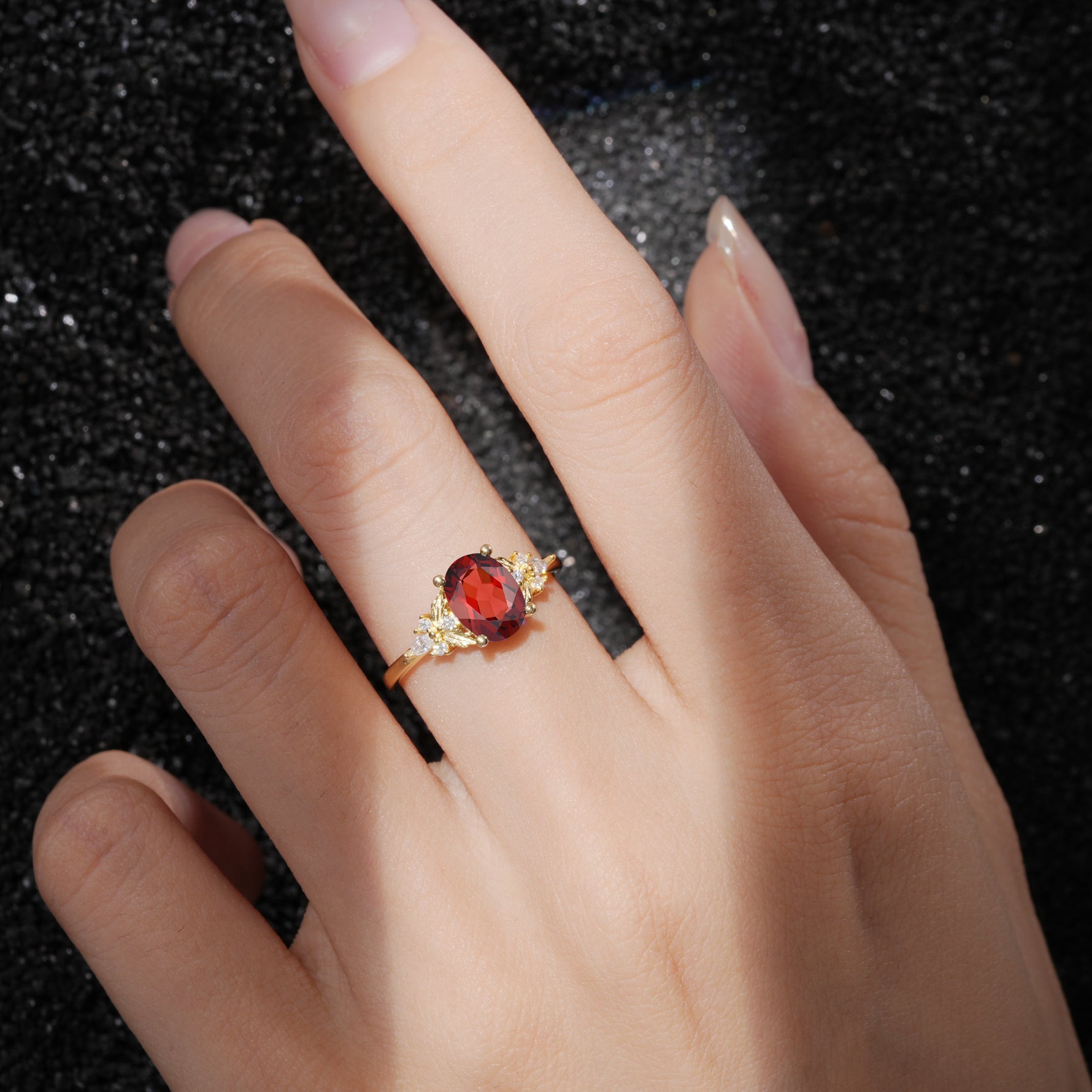 SR17613 Garnet Ring - Rose-Gold