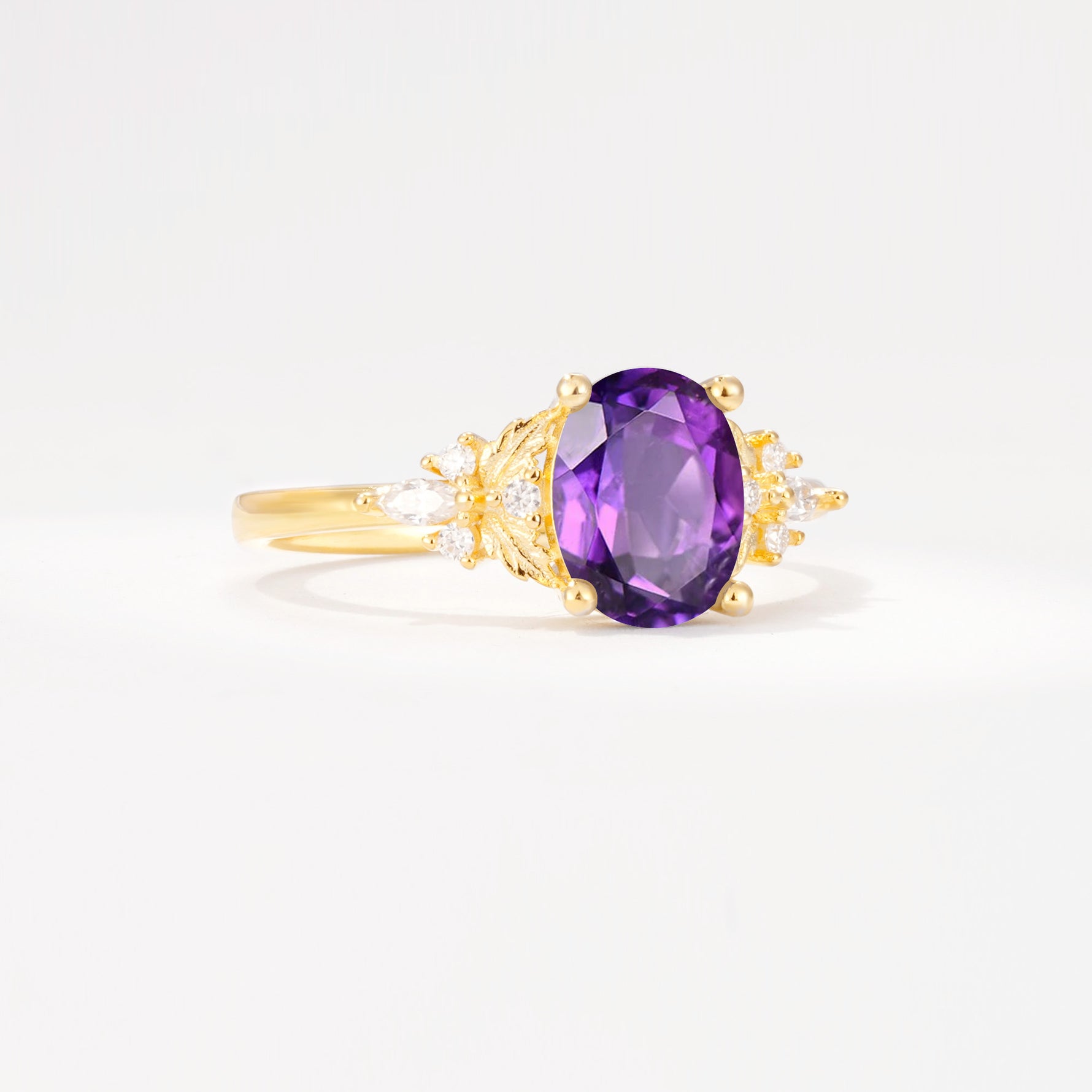 SR17613 Amethyst Ring - White-Gold