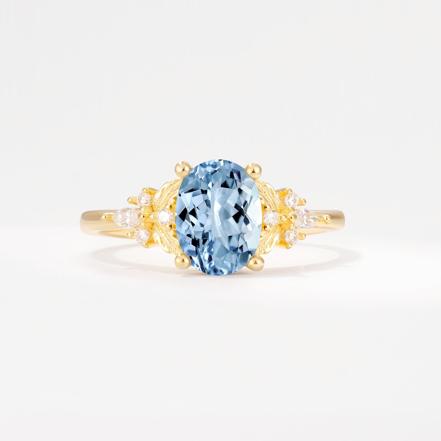 SR17613 Aquamarine Ring - Yellow-Gold