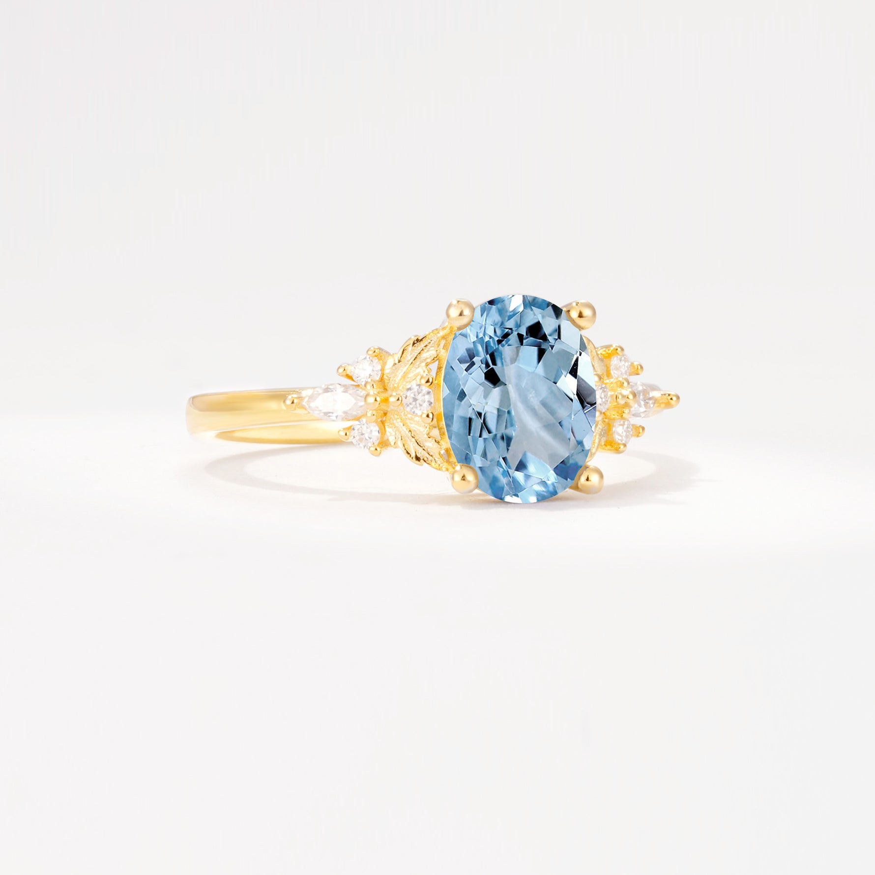 SR17613 Aquamarine Ring - White-Gold