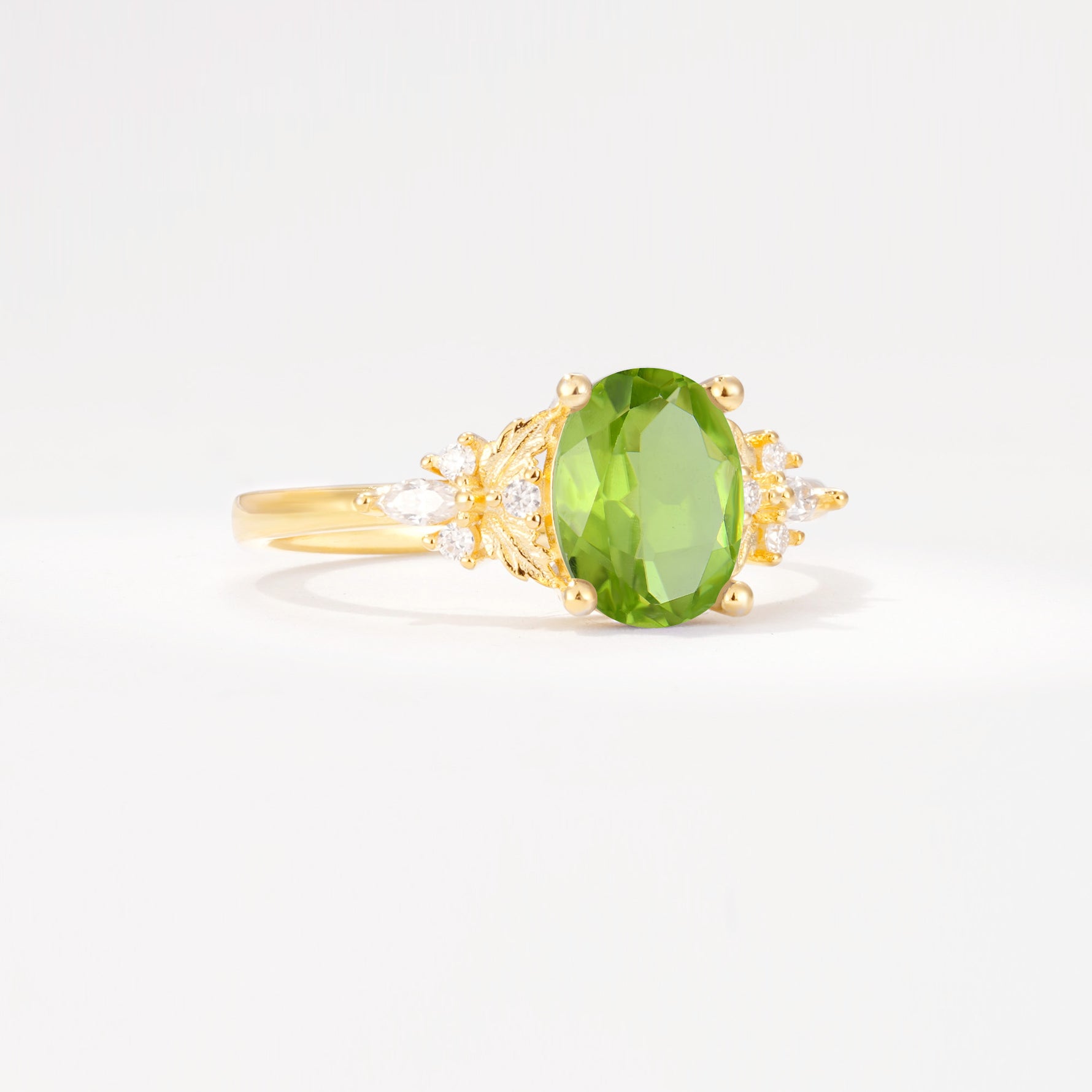 SR17613 Peridot Ring - White-Gold