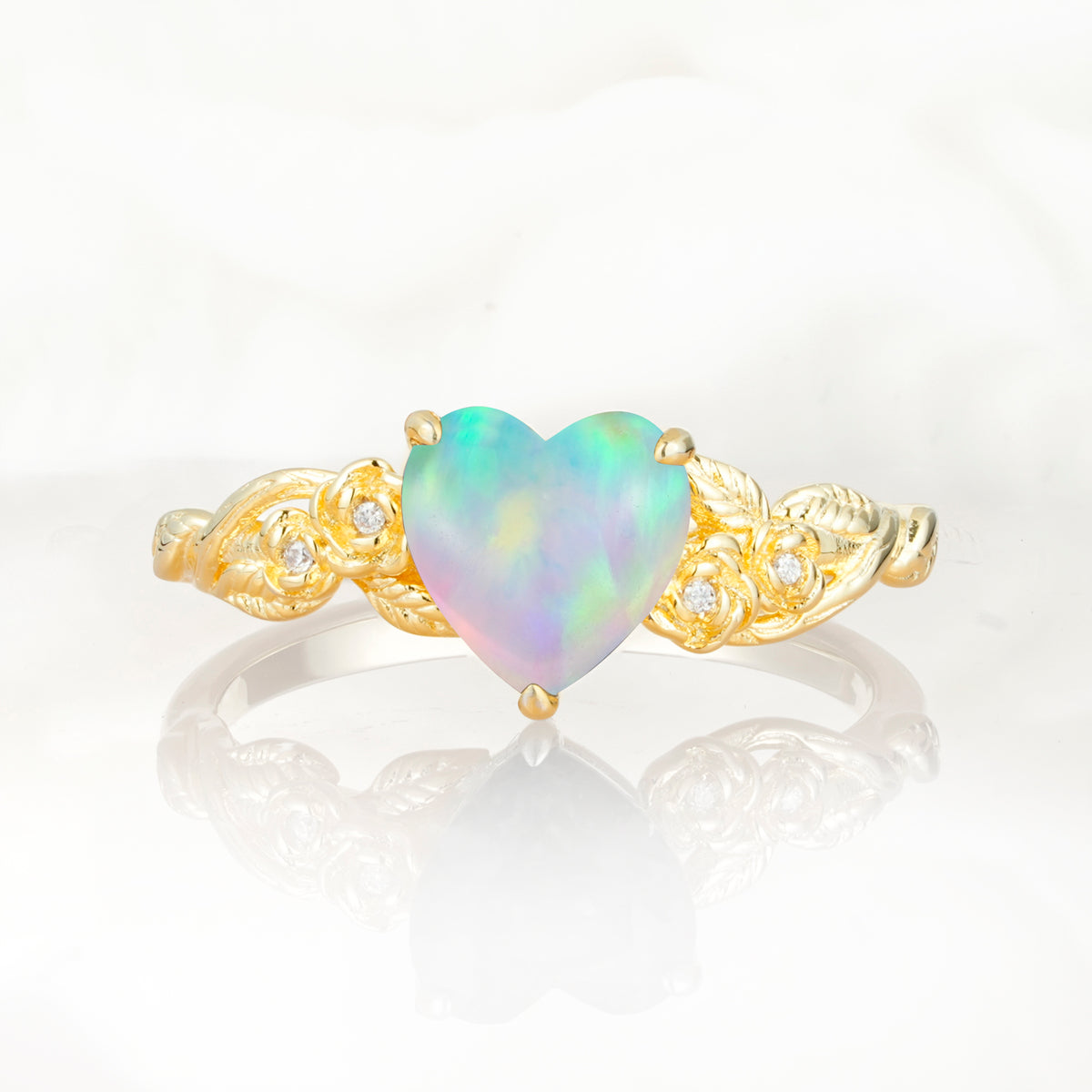 SR17617 Fire Opal Ring - Yellow-Gold