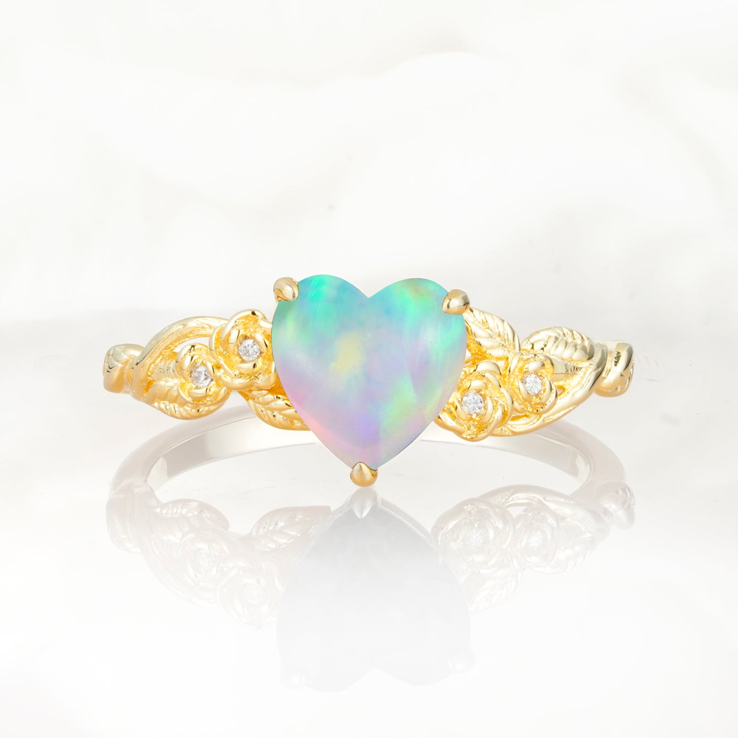SR17617 Fire Opal Ring - Yellow-Gold