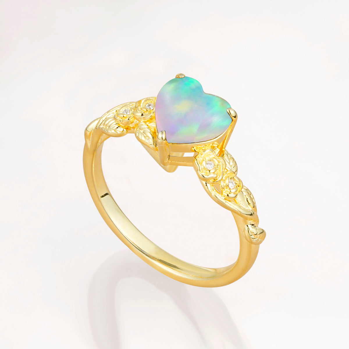 SR17617 Fire Opal Ring - White-Gold