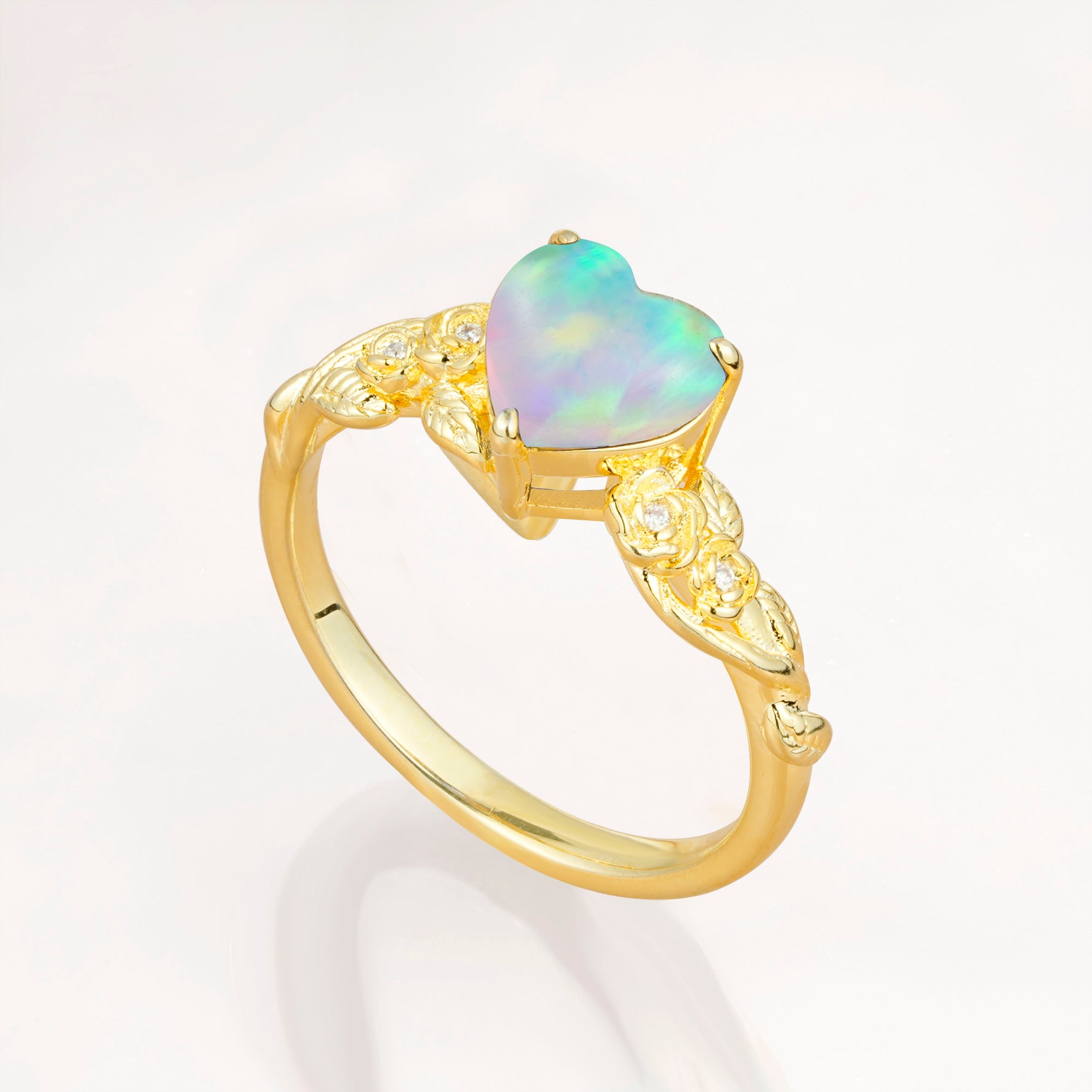 SR17617 Fire Opal Ring - White-Gold