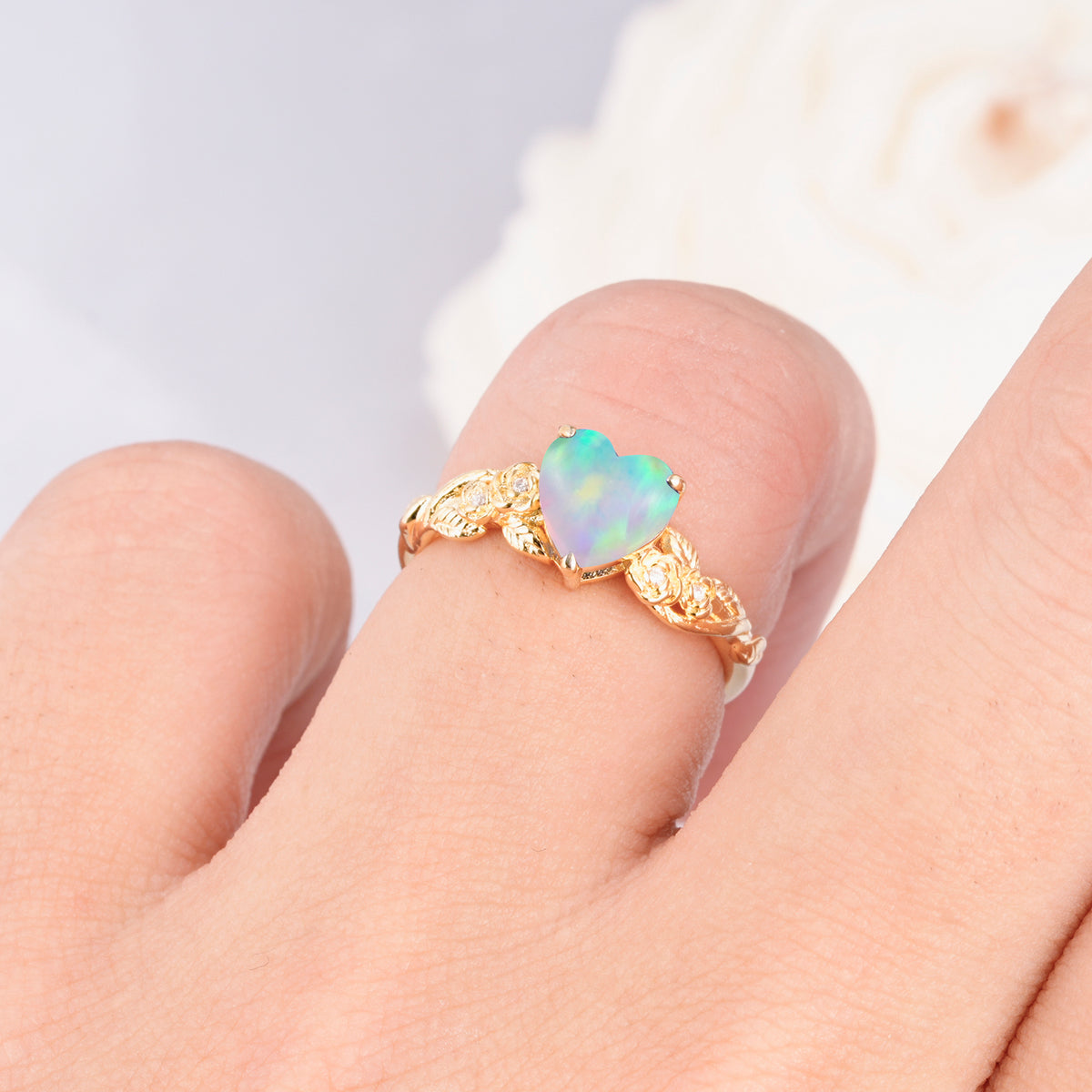 SR17617 Fire Opal Ring - Rose-Gold