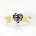 SR17617 Black Rutilated Quartz Ring - Yellow-Gold