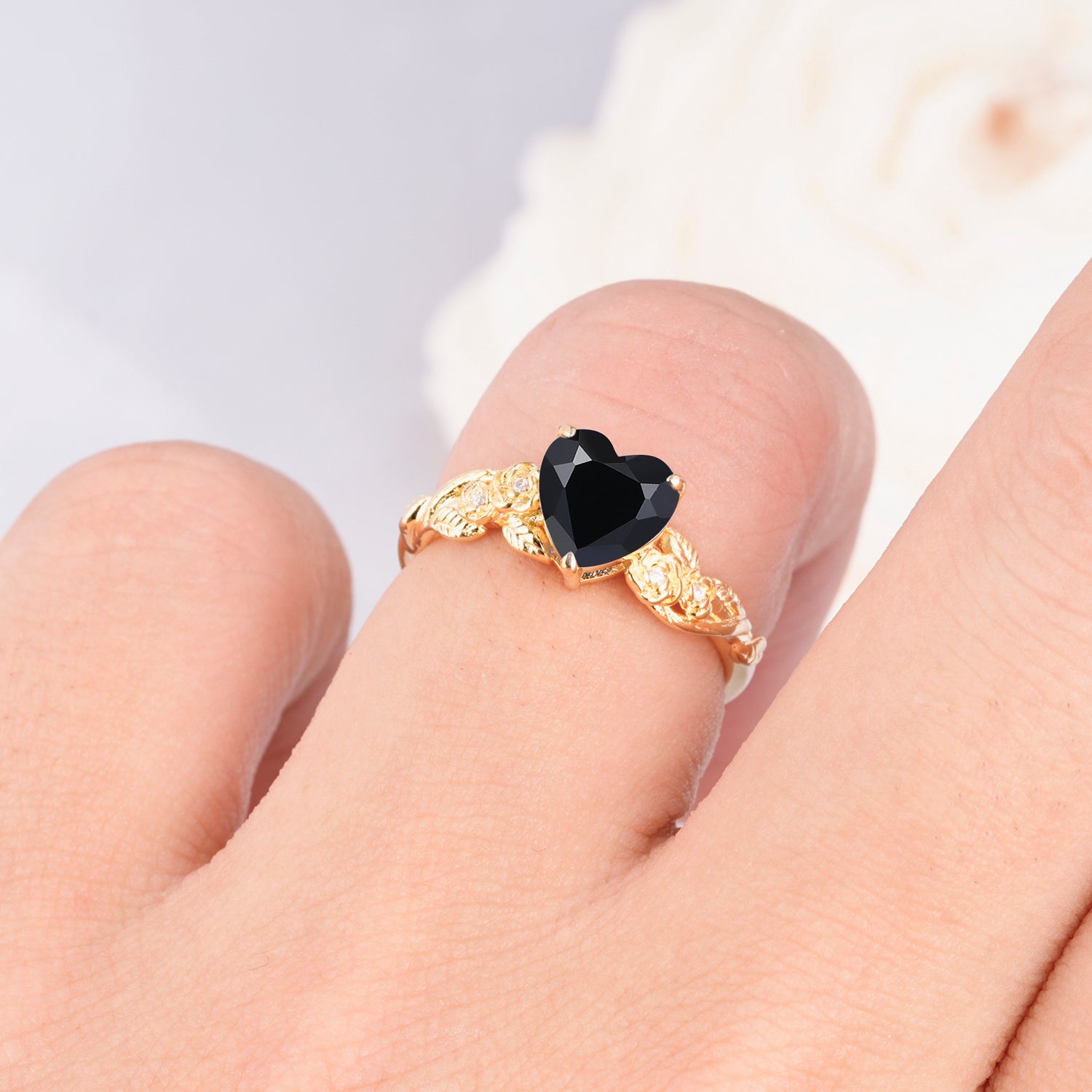 SR17617 Black Onyx Ring - Rose-Gold