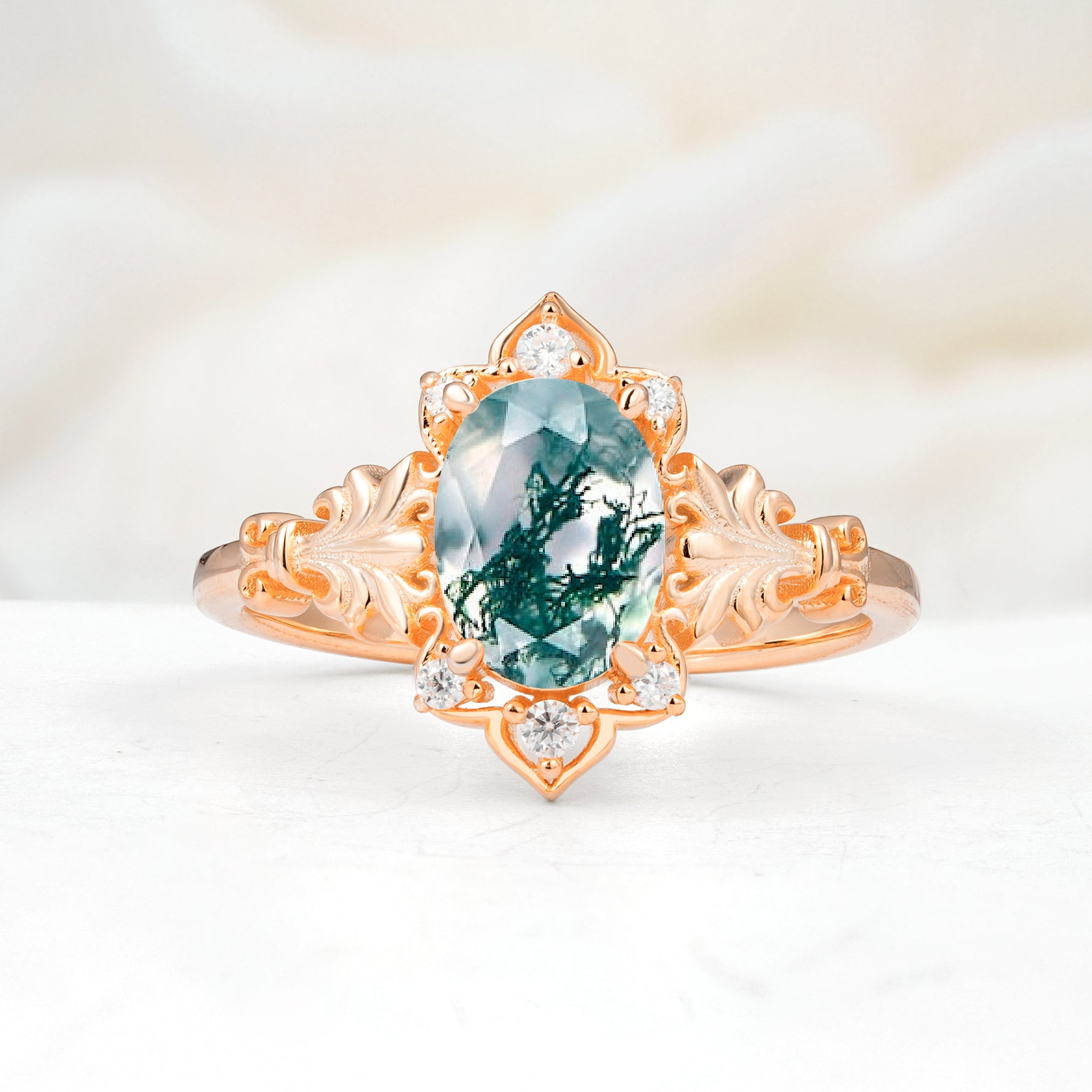 SR17618 Moss Agate Ring - Additional view