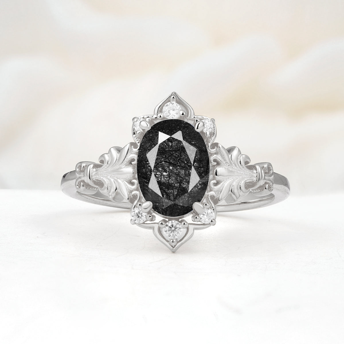 SR17618 Black Rutilated Quartz Ring - Additional view
