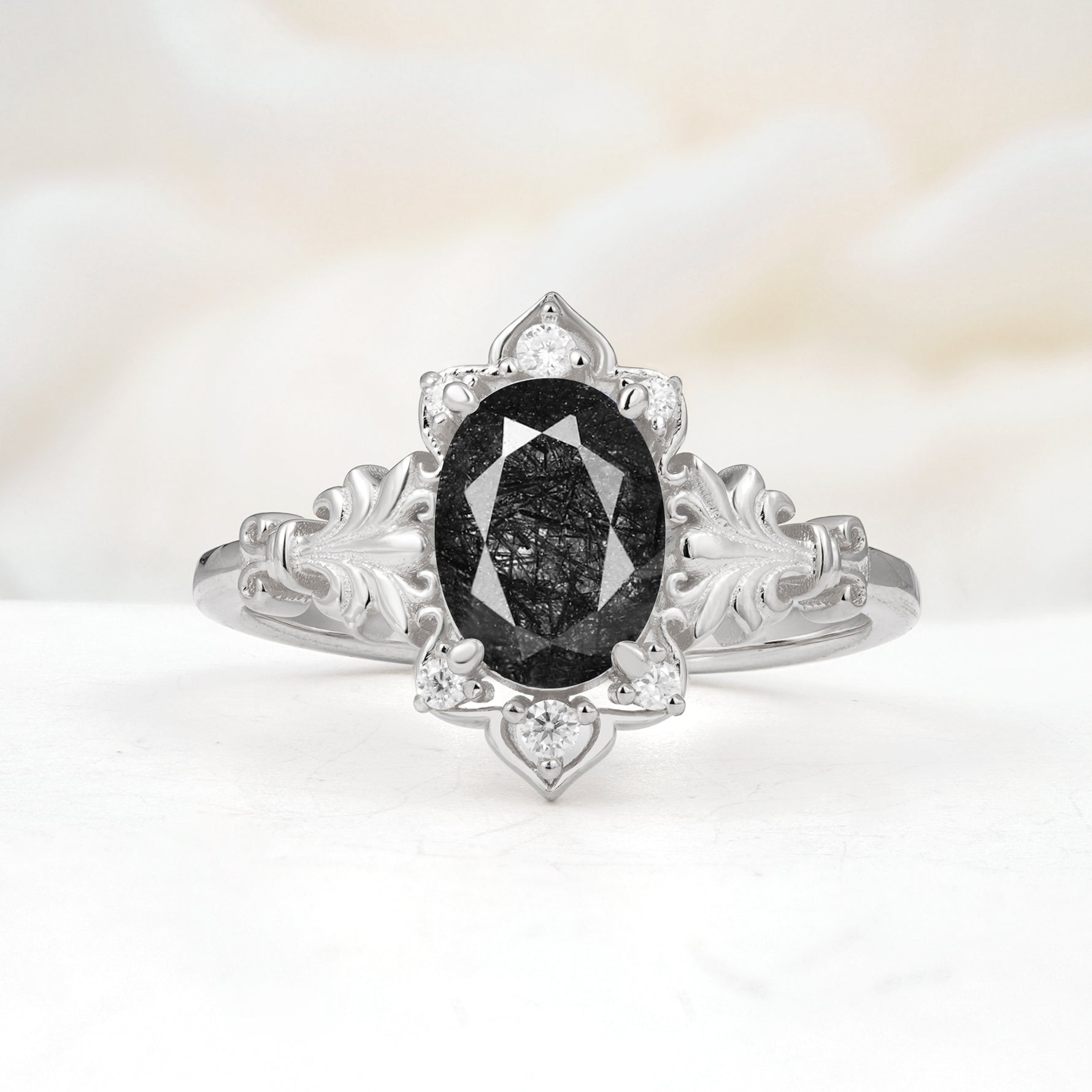SR17618 Black Rutilated Quartz Ring - Additional view