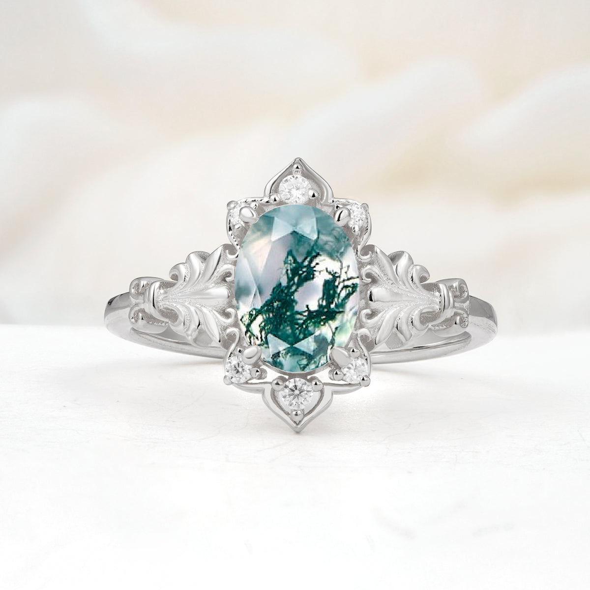 SR17618 Moss Agate Ring - Additional view