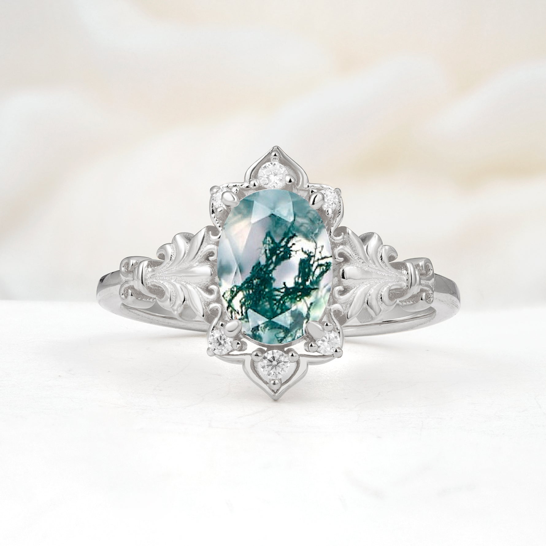 SR17618 Moss Agate Ring - Additional view