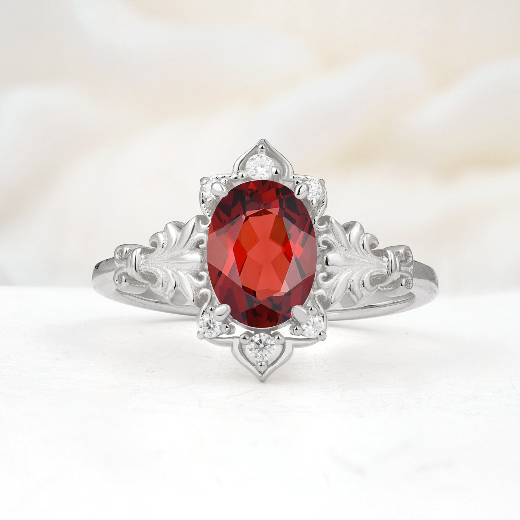 SR17618 Garnet Ring - Additional view