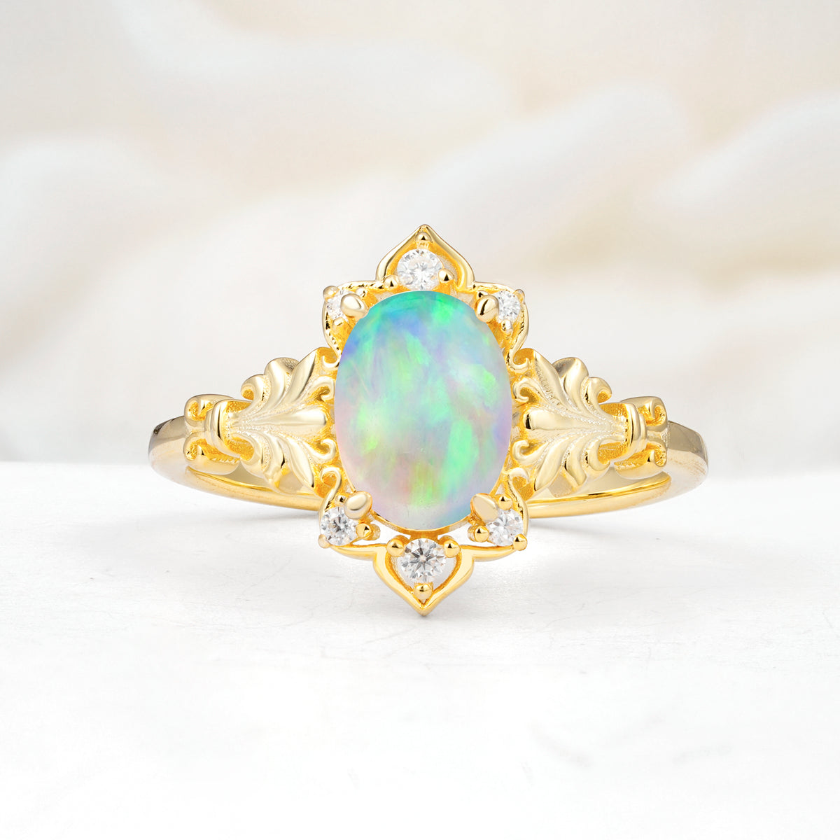 SR17618 Fire Opal Ring - Yellow-Gold