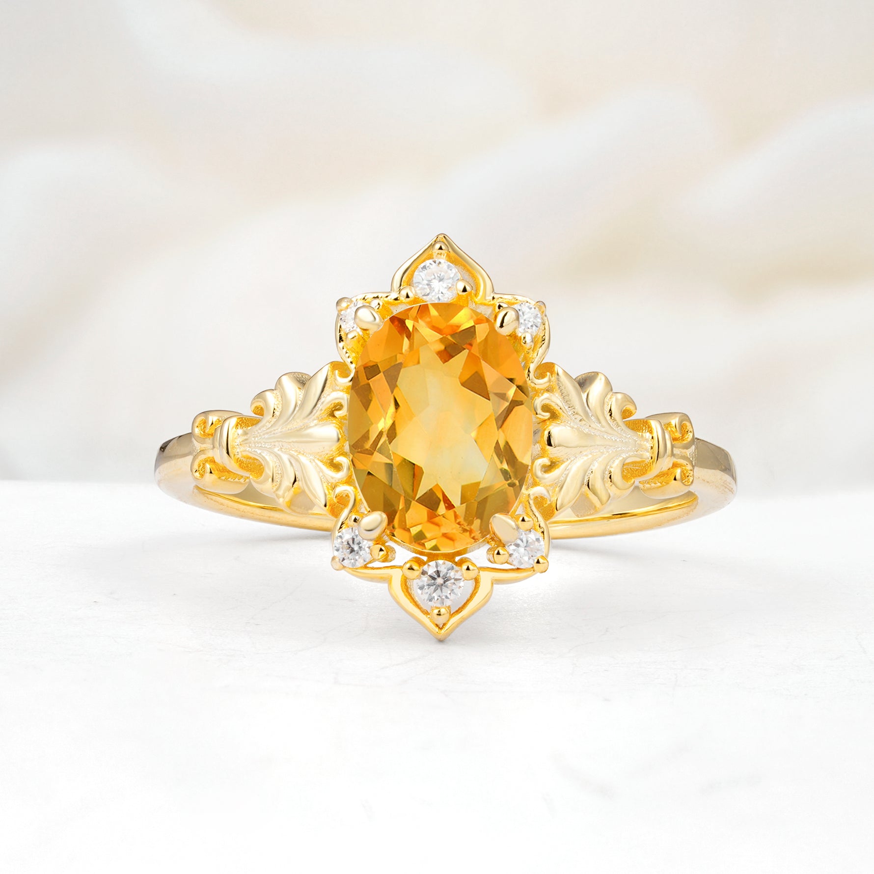 SR17618 Citrine Ring - Yellow-Gold
