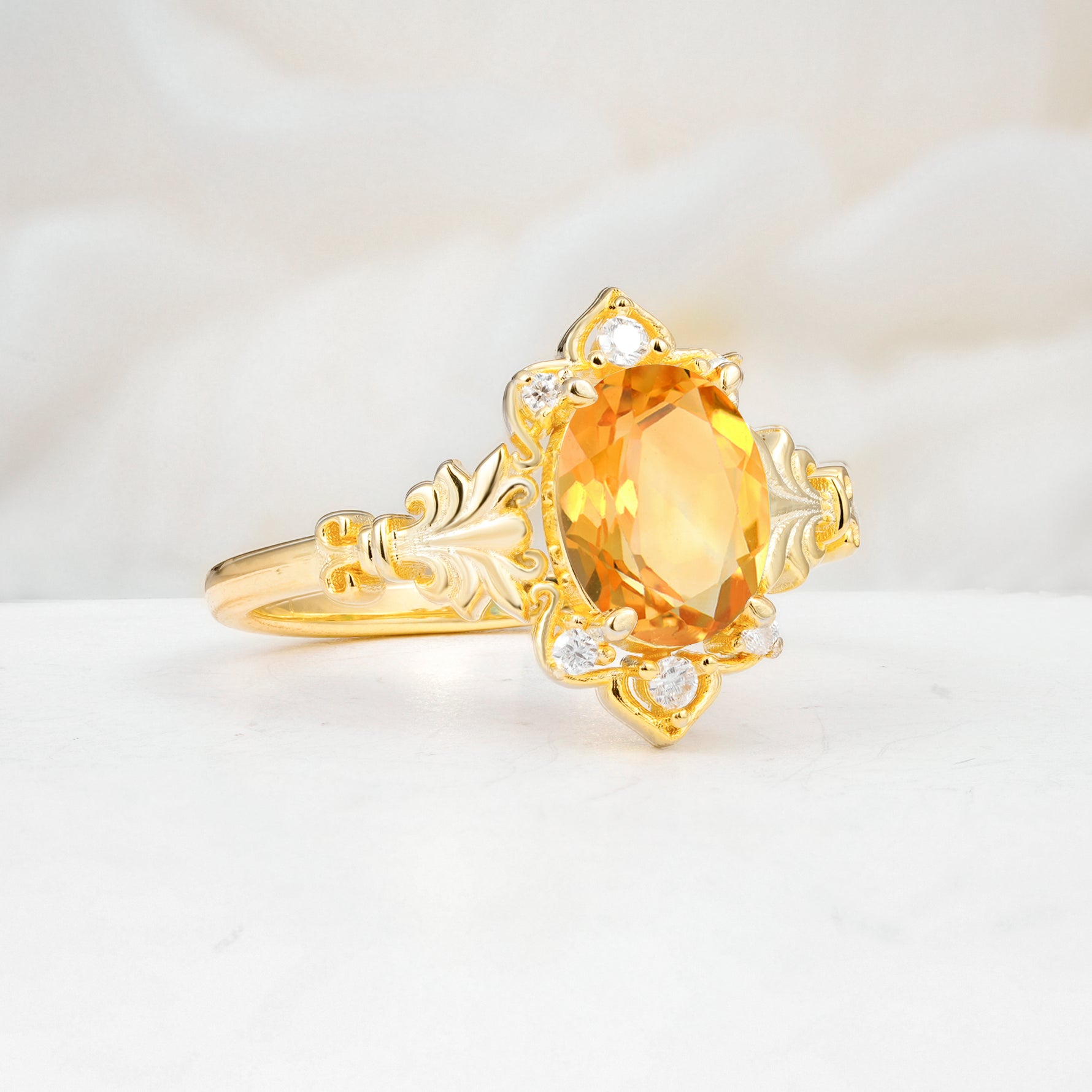 SR17618 Citrine Ring - White-Gold