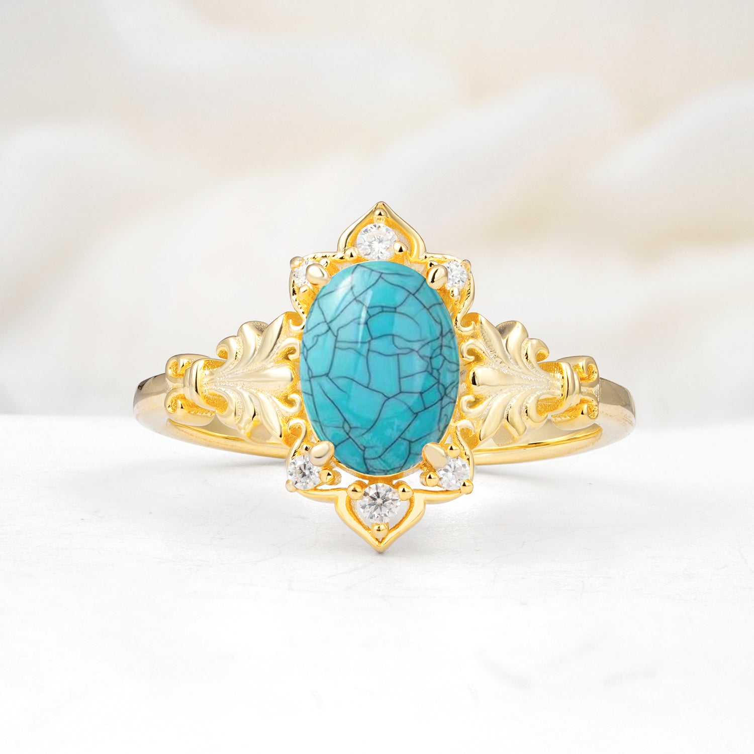 SR17618 Turquoise Ring - Yellow-Gold