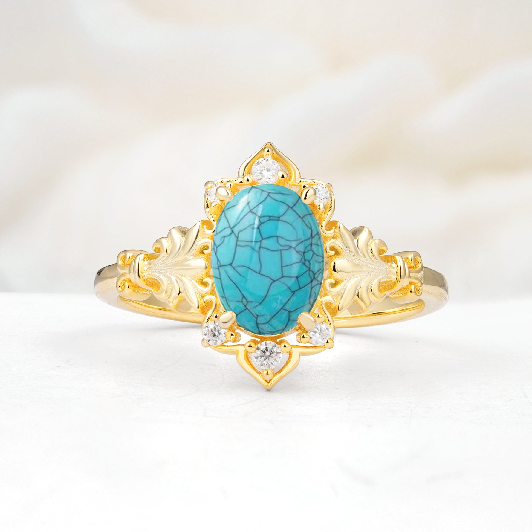 SR17618 Turquoise Ring - Yellow-Gold