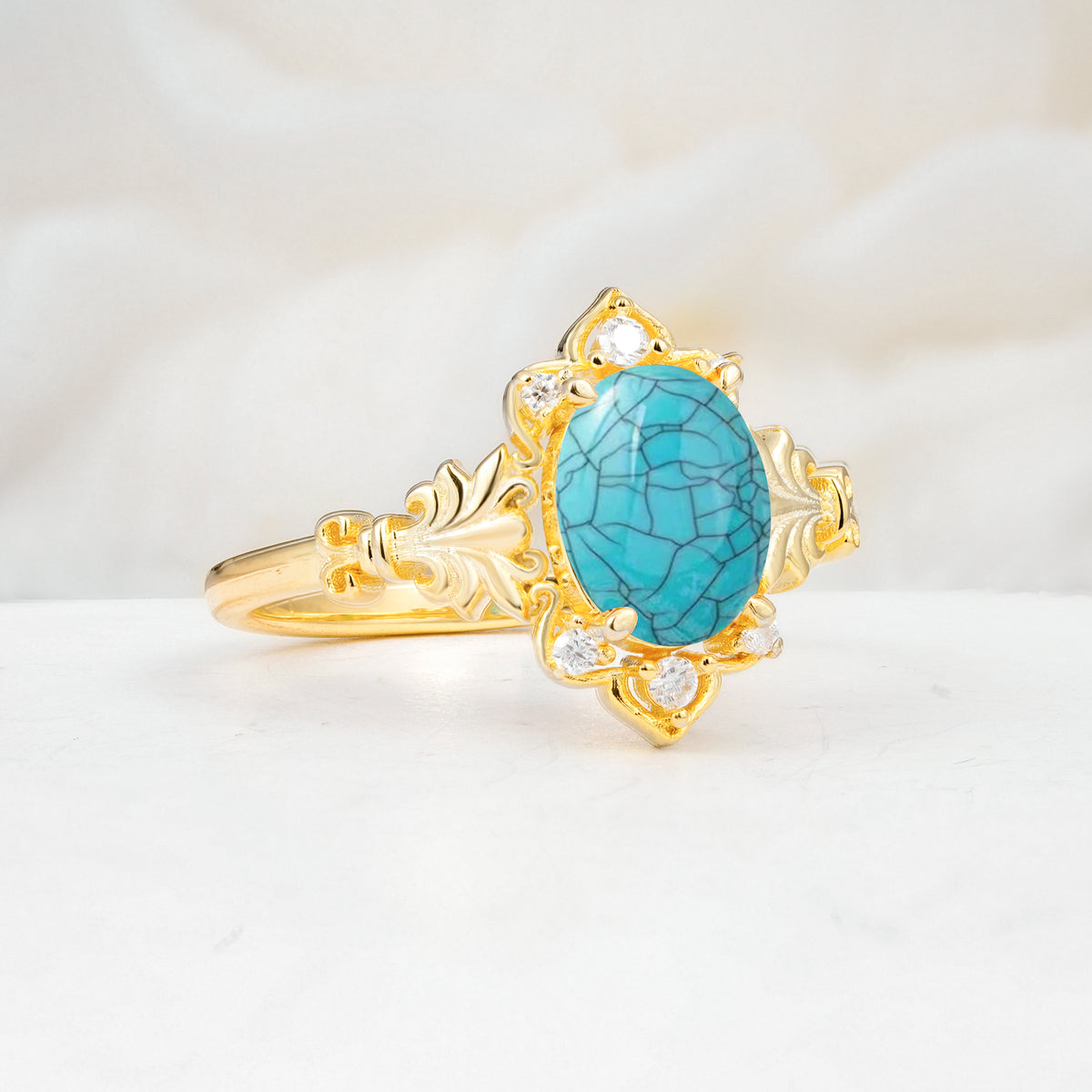 SR17618 Turquoise Ring - White-Gold