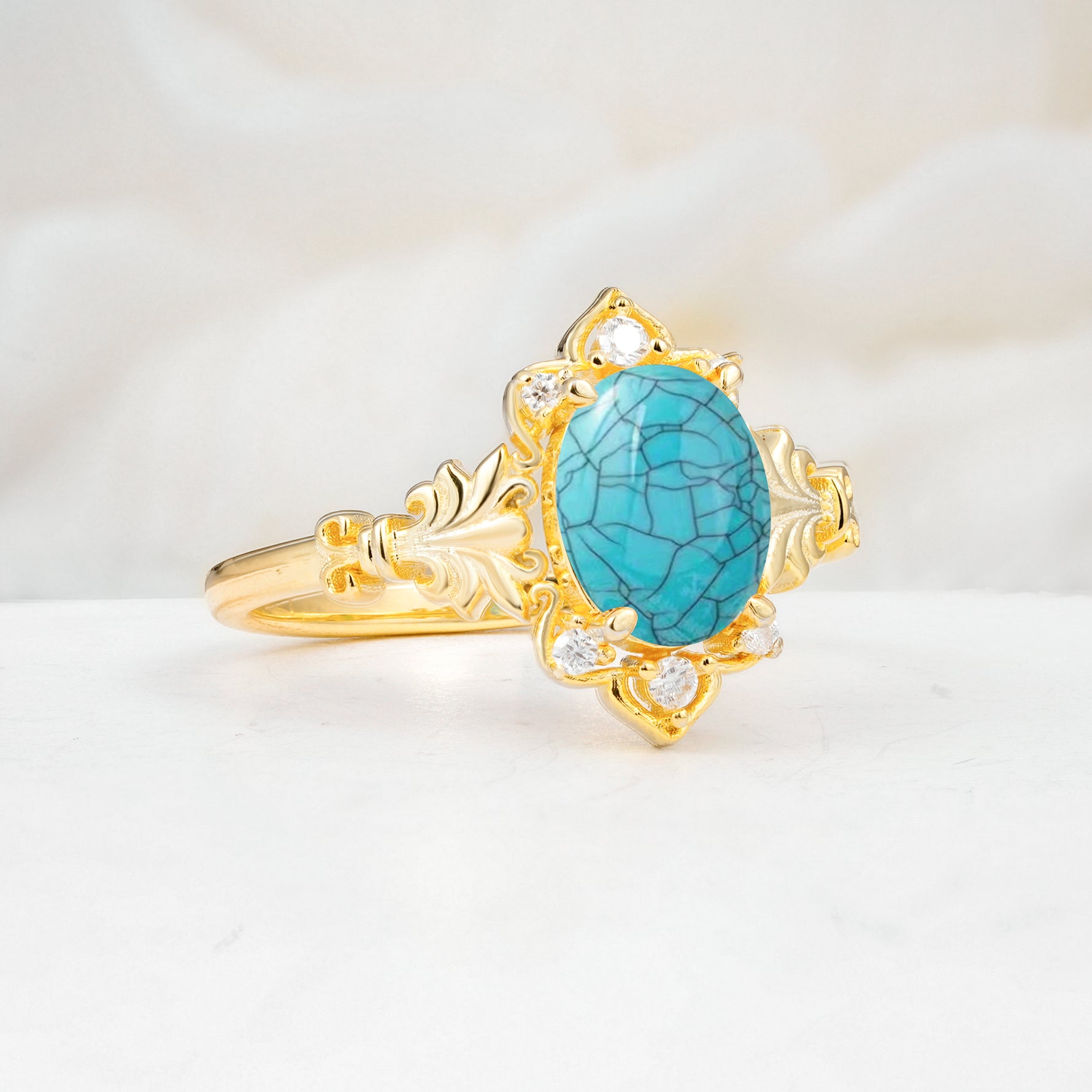 SR17618 Turquoise Ring - White-Gold