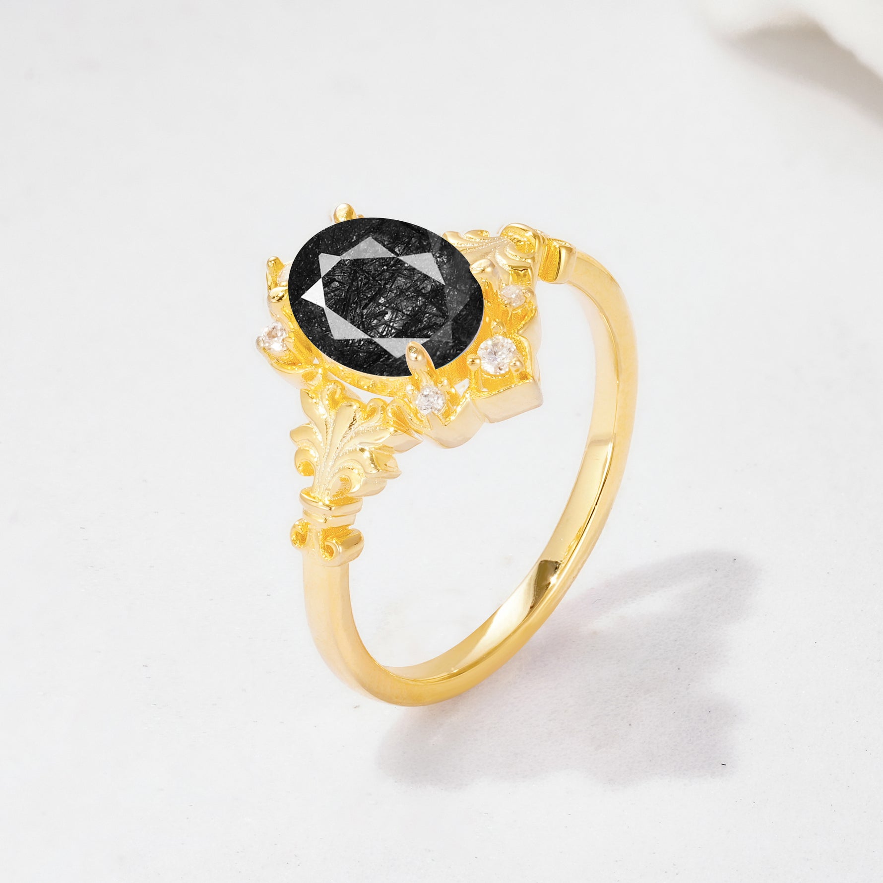 SR17618 Black Rutilated Quartz Ring - Additional view