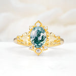SR17618 Moss Agate Ring - Yellow-Gold
