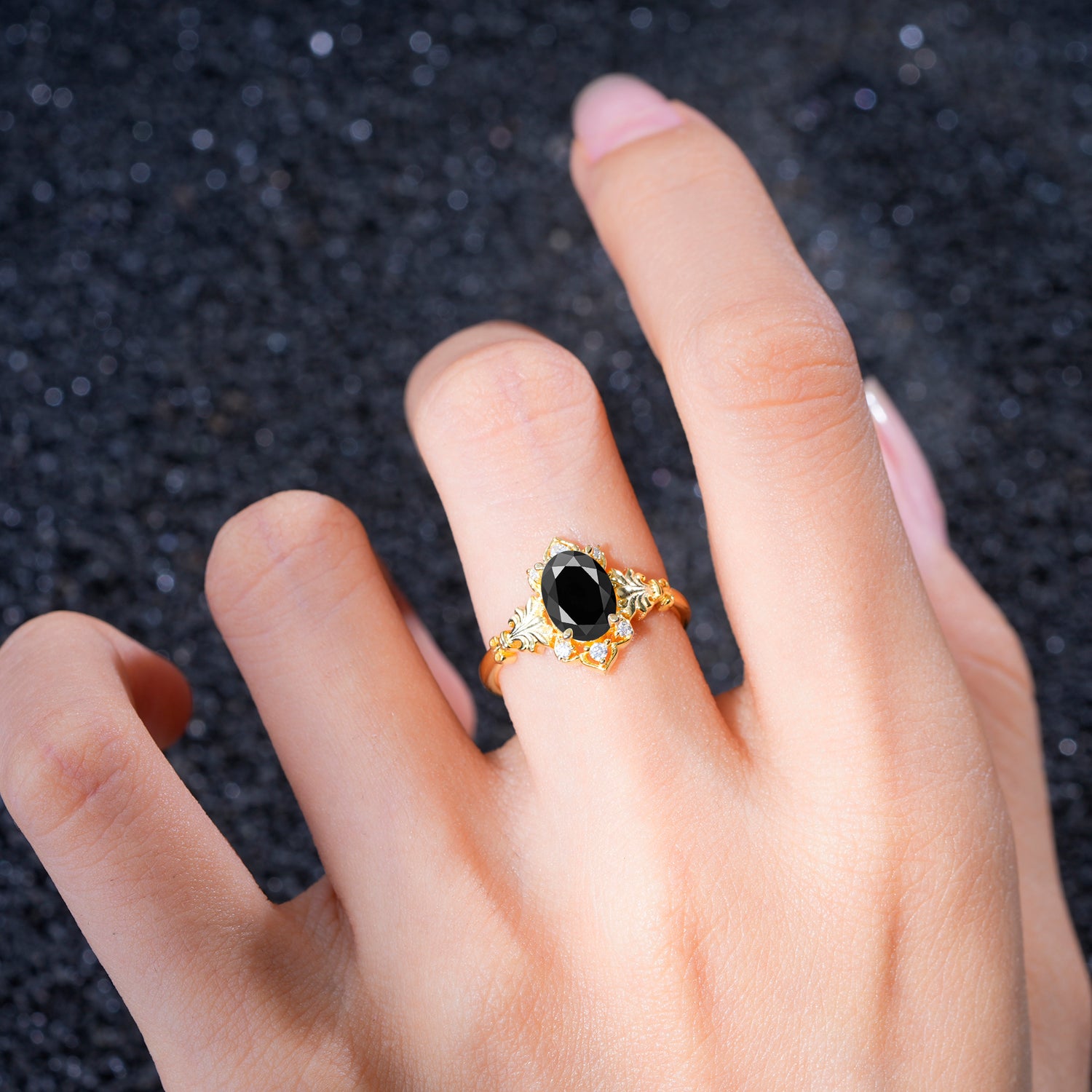 SR17618 Black Onyx Ring - Rose-Gold
