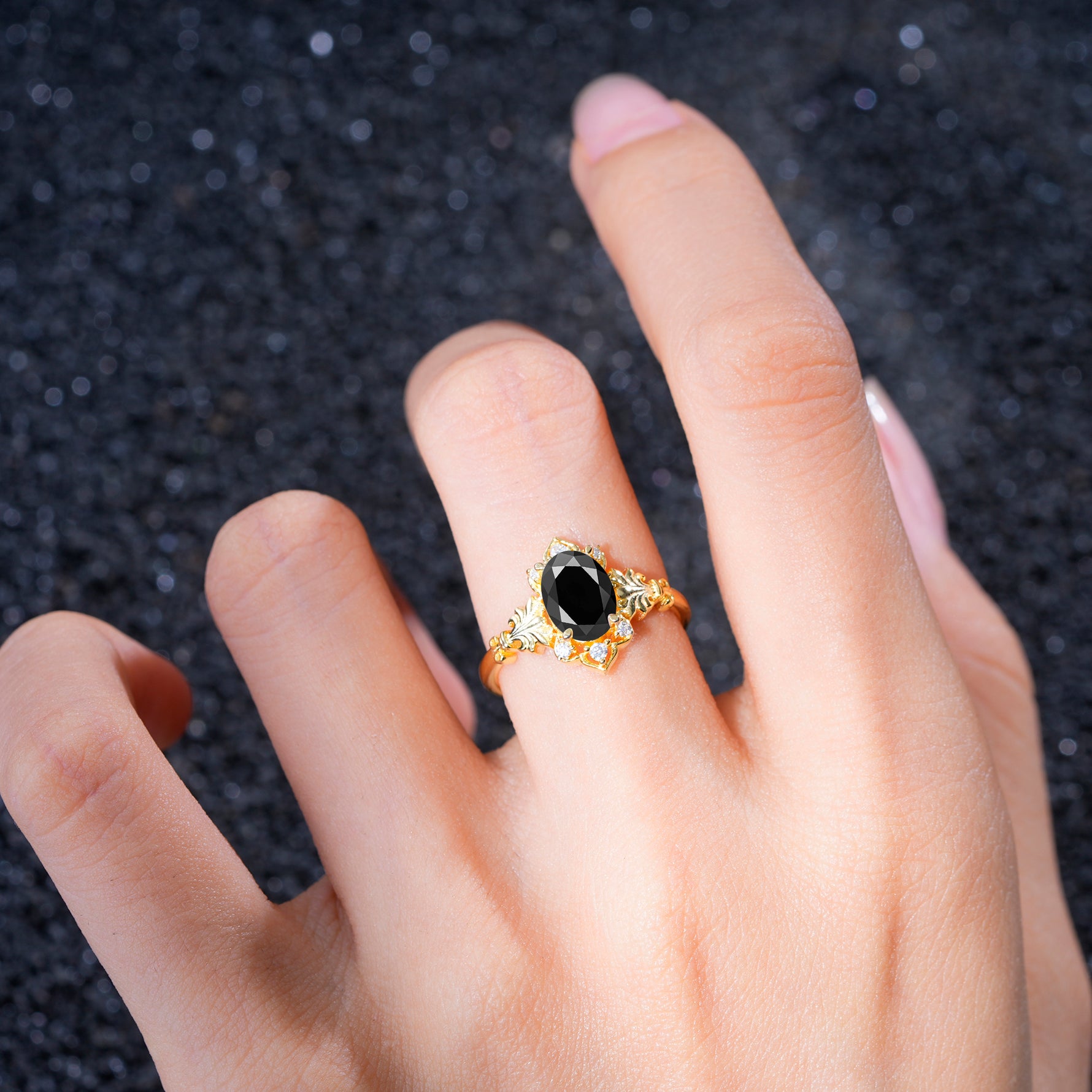 SR17618 Black Onyx Ring - Rose-Gold