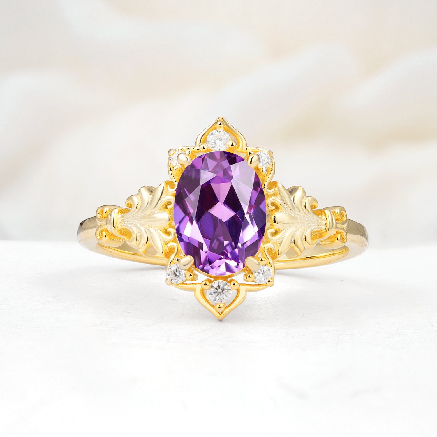 SR17618 Amethyst Ring - Yellow-Gold