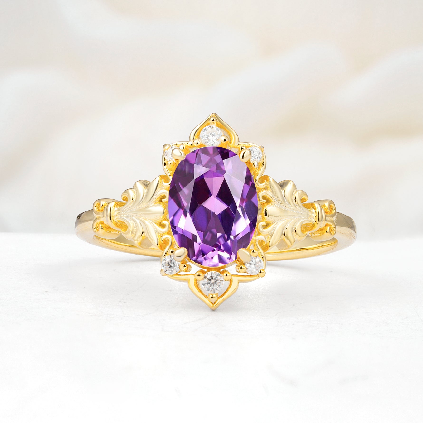 SR17618 Amethyst Ring - Yellow-Gold