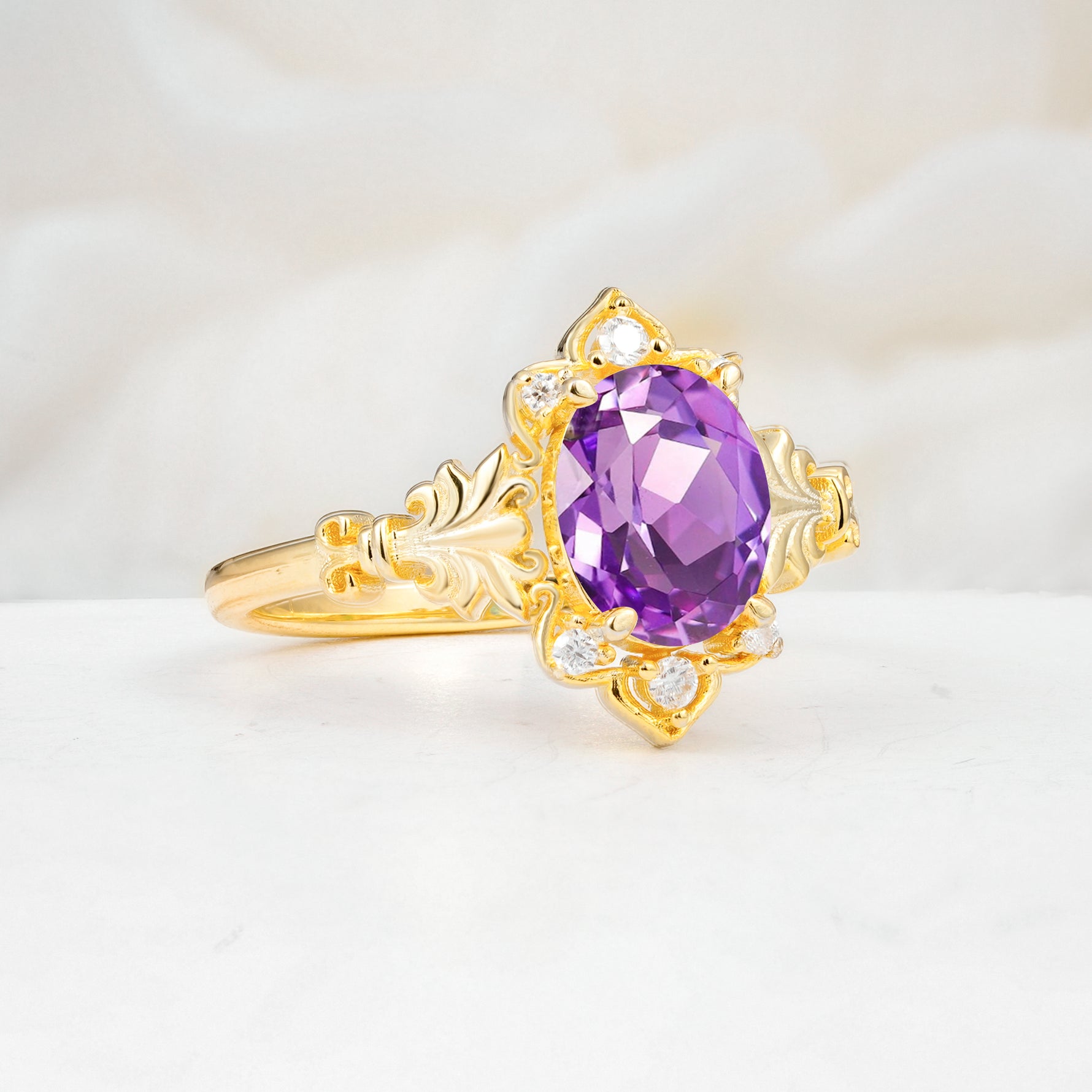 SR17618 Amethyst Ring - White-Gold