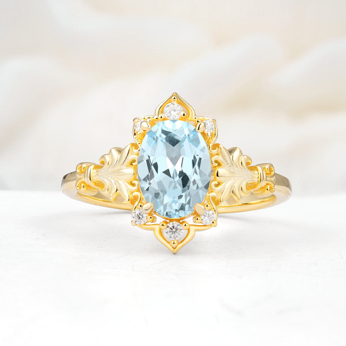SR17618 Aquamarine Ring - Yellow-Gold
