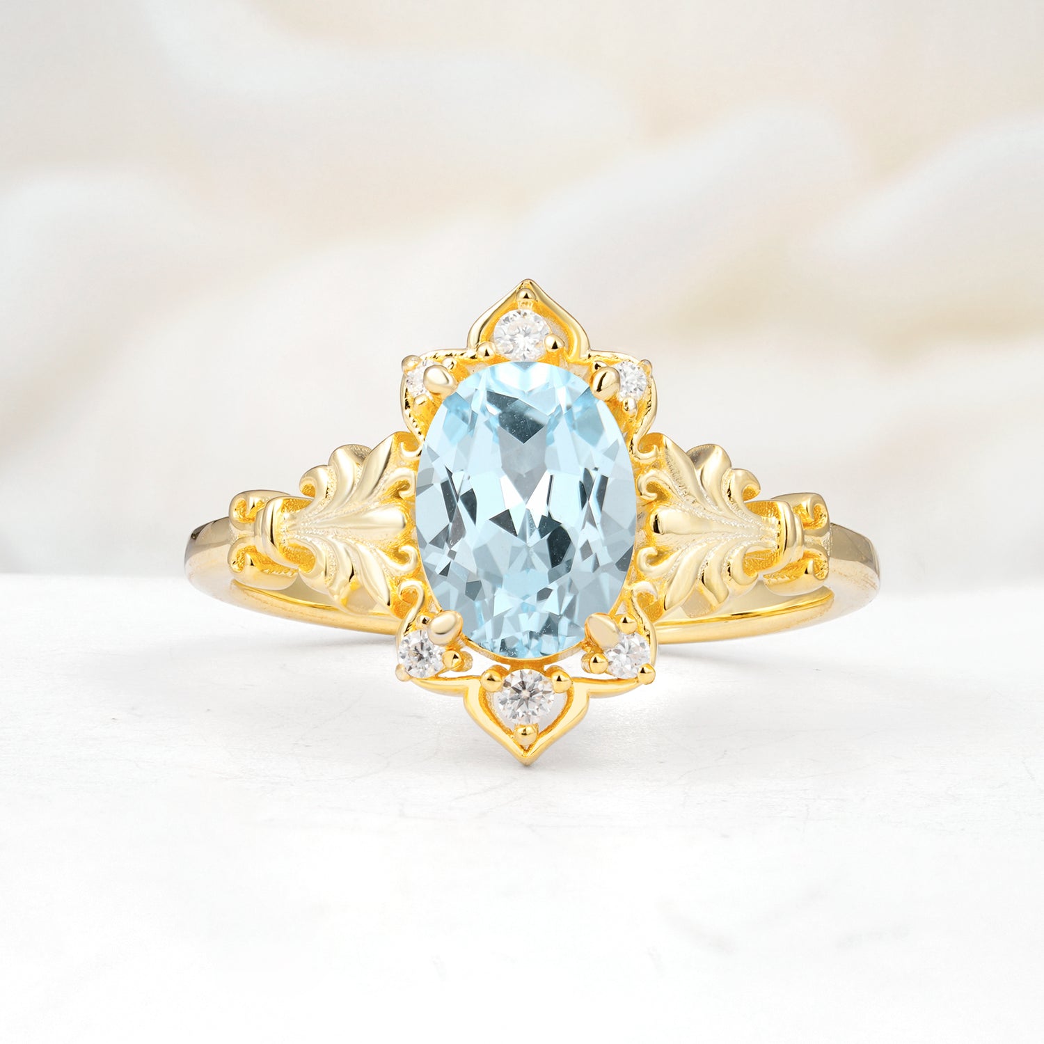 SR17618 Aquamarine Ring - Yellow-Gold