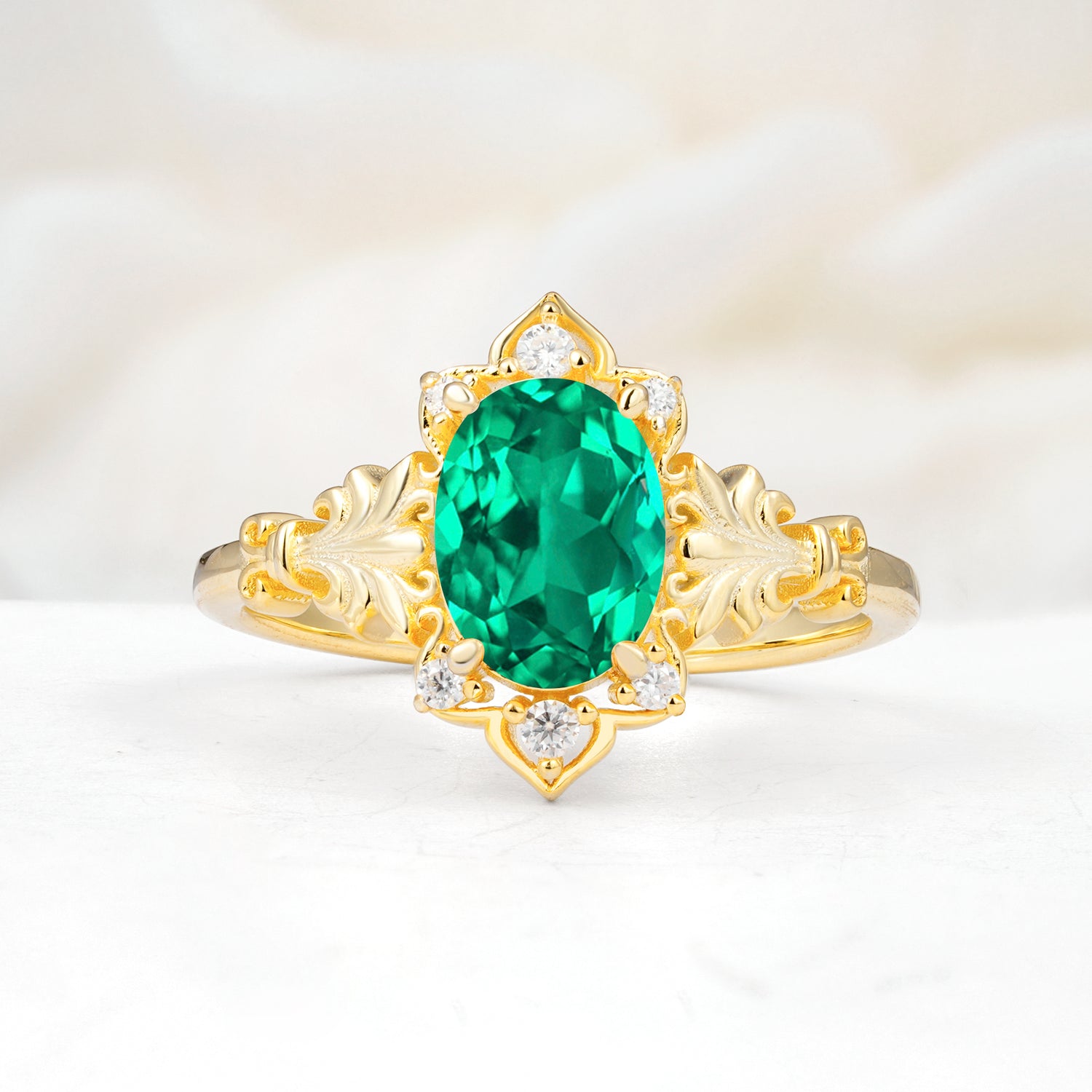 SR17618 Emerald Ring - Yellow-Gold