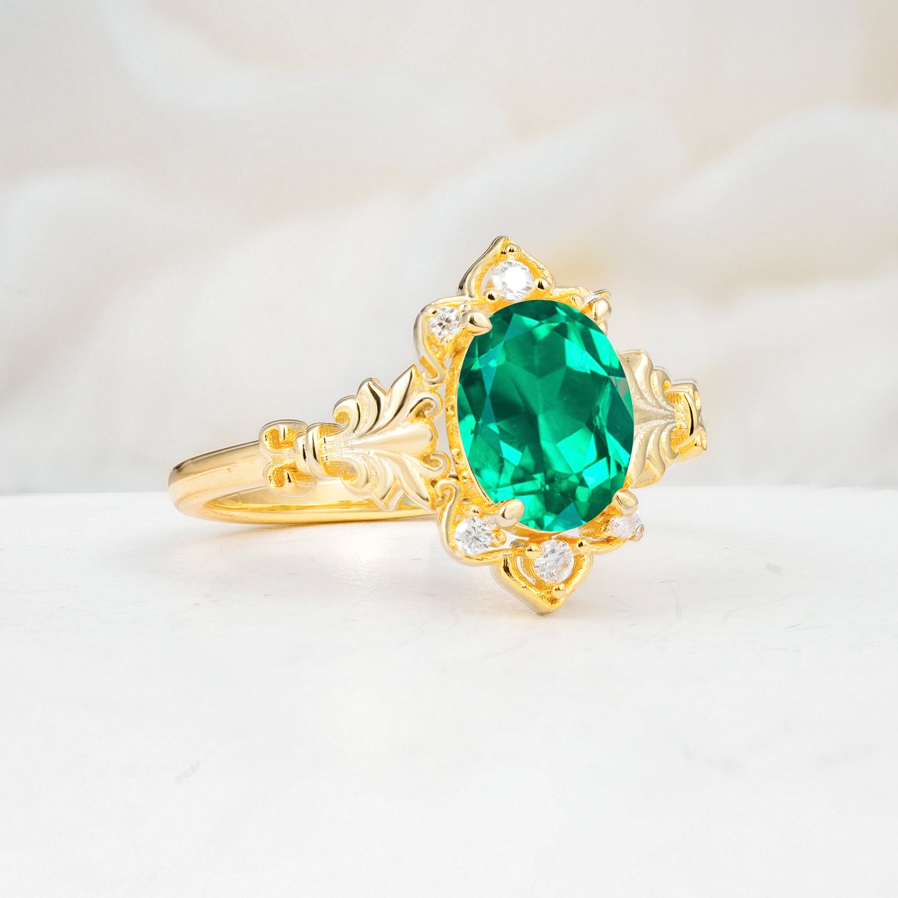 SR17618 Emerald Ring - White-Gold