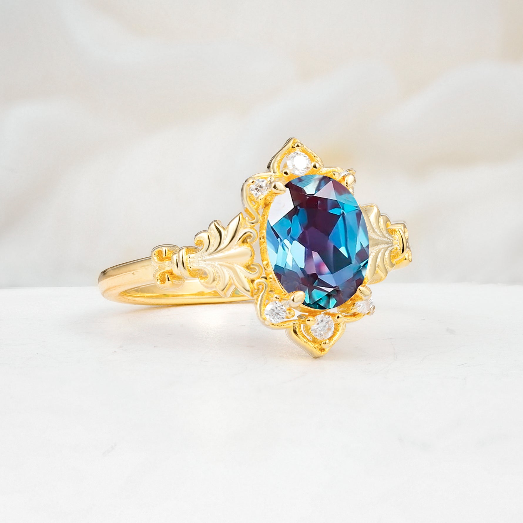 SR17618 Alexandrite Ring - White-Gold