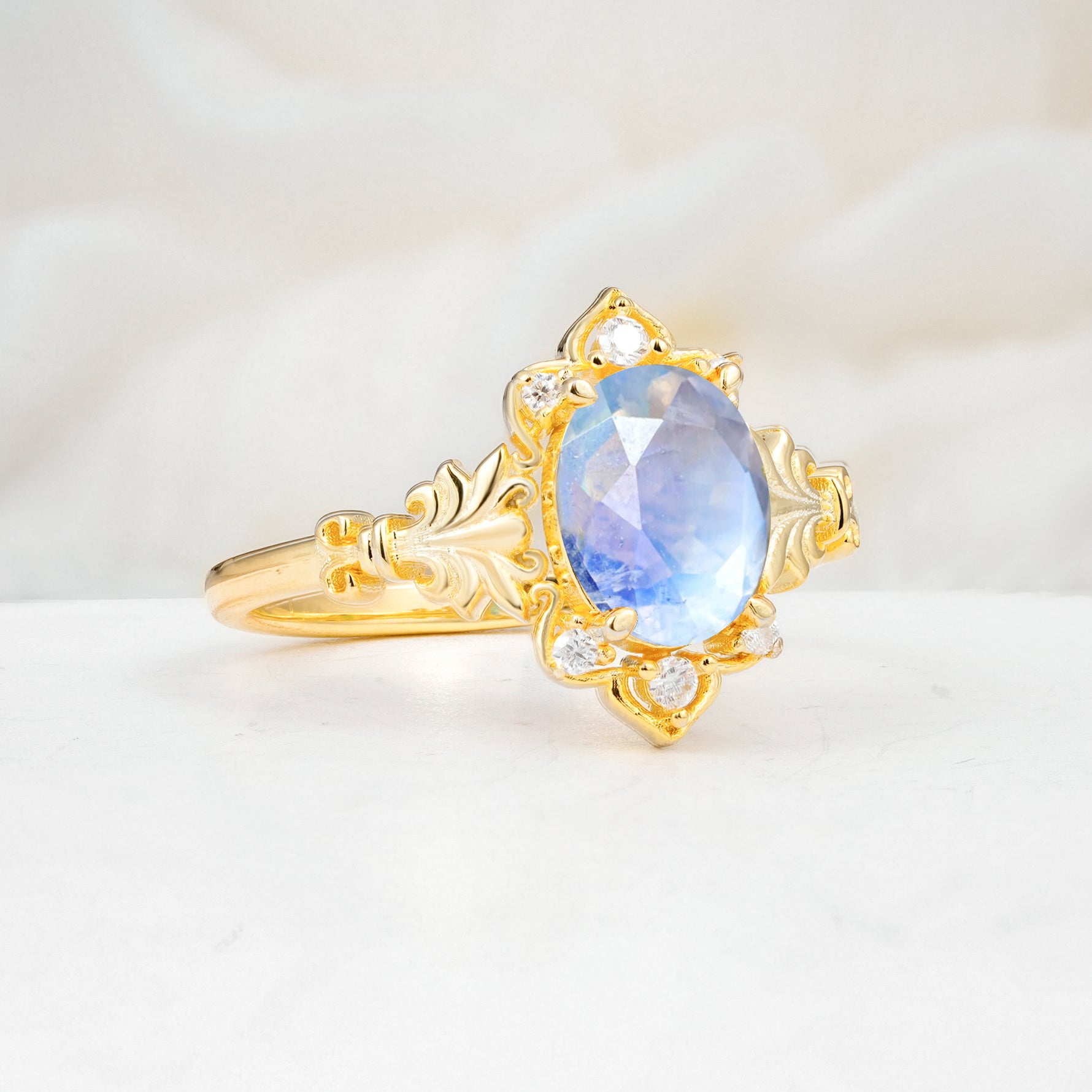 SR17618 Moonstone Ring - White-Gold