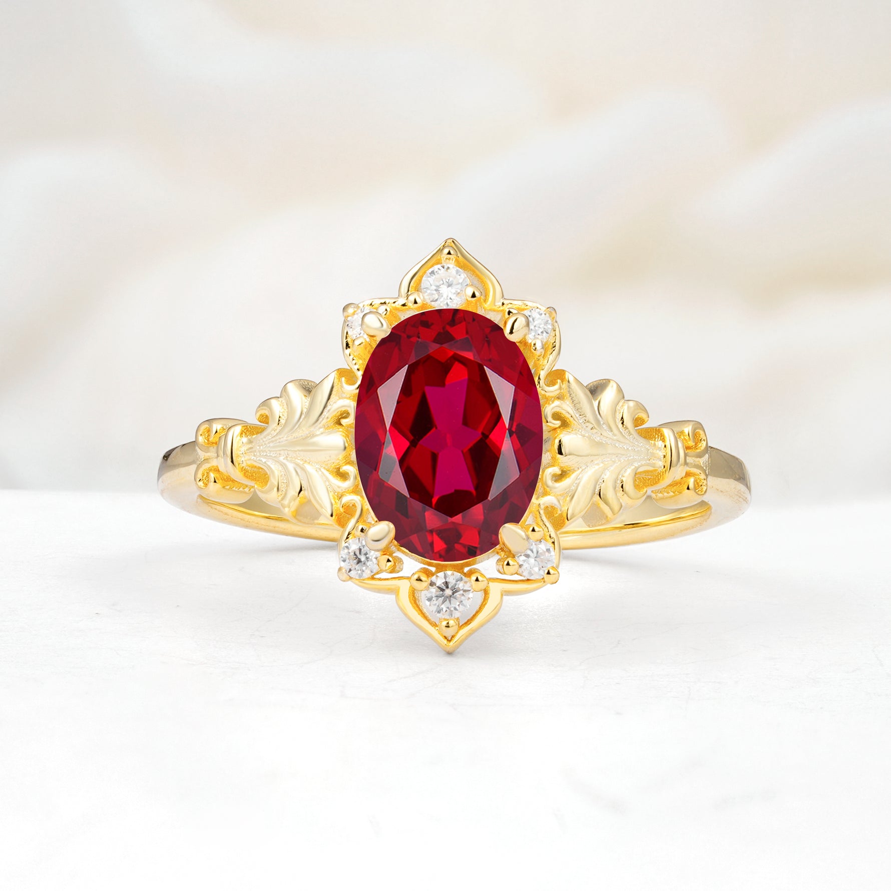 SR17618 Ruby Ring - Yellow-Gold