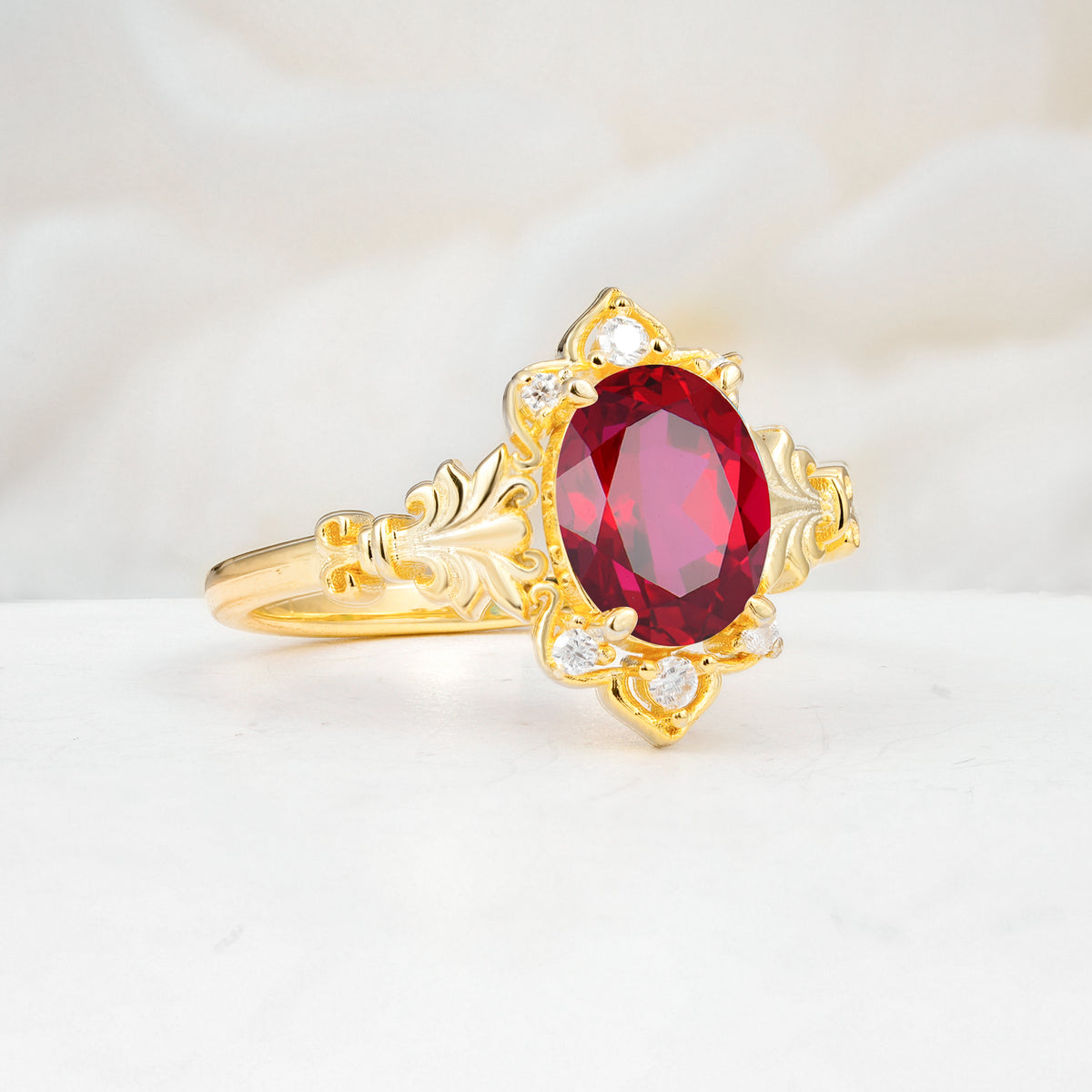 SR17618 Ruby Ring - White-Gold