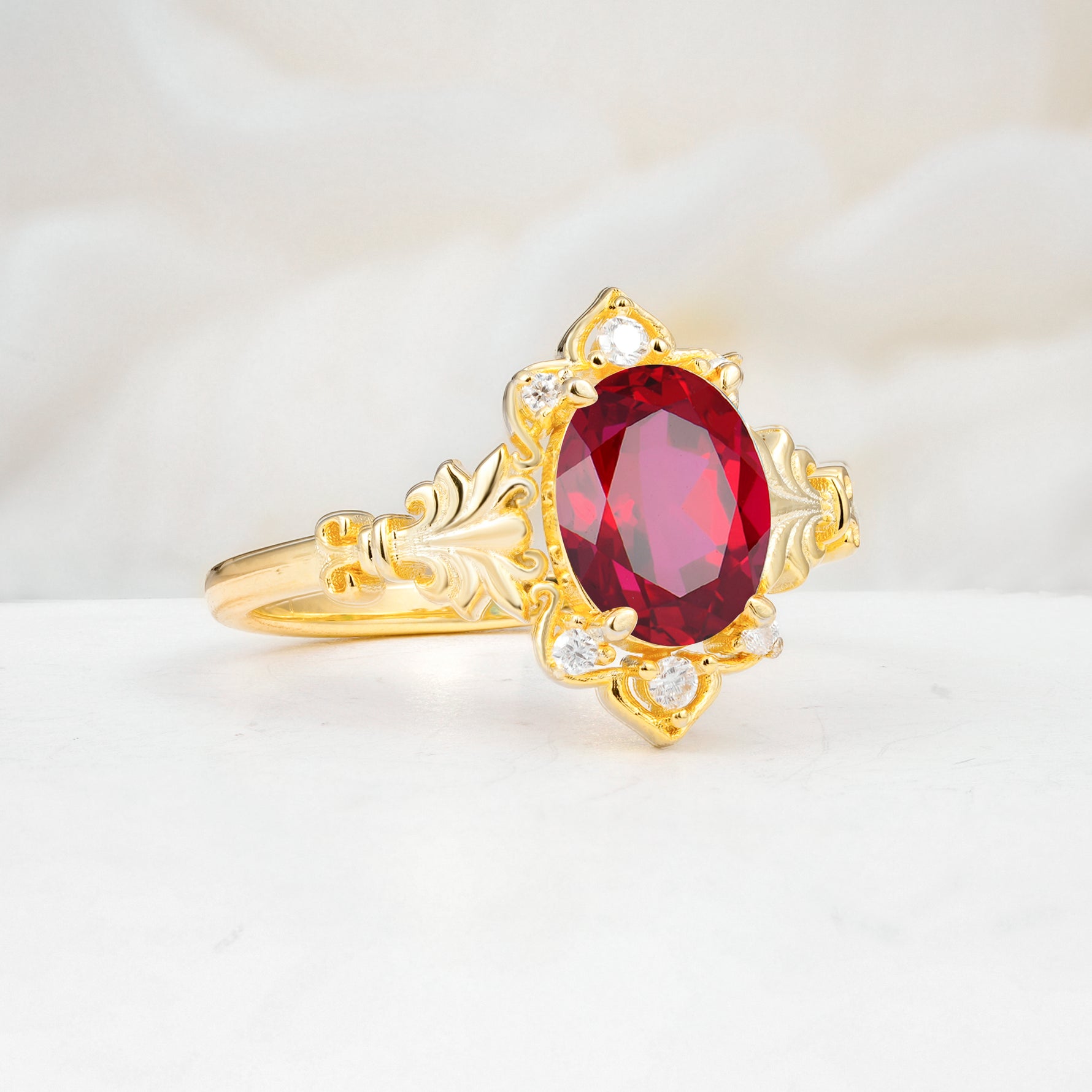 SR17618 Ruby Ring - White-Gold