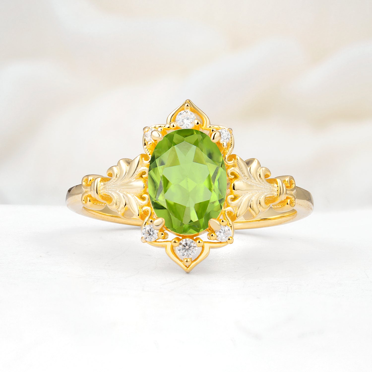 SR17618 Peridot Ring - Yellow-Gold