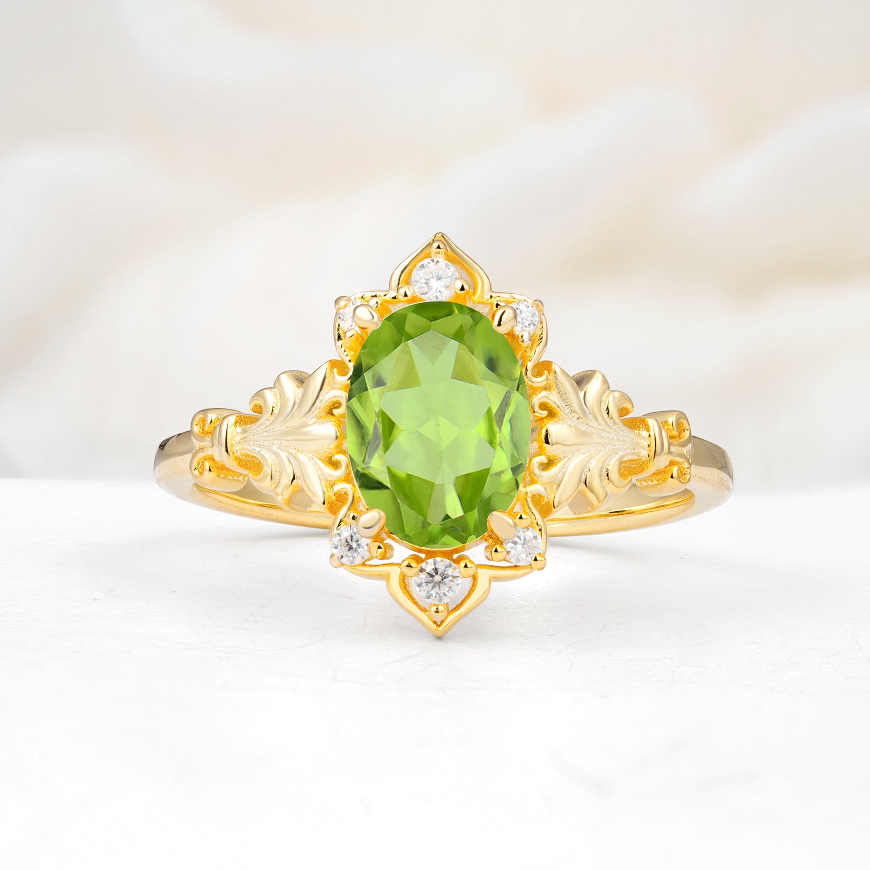 SR17618 Peridot Ring - Yellow-Gold