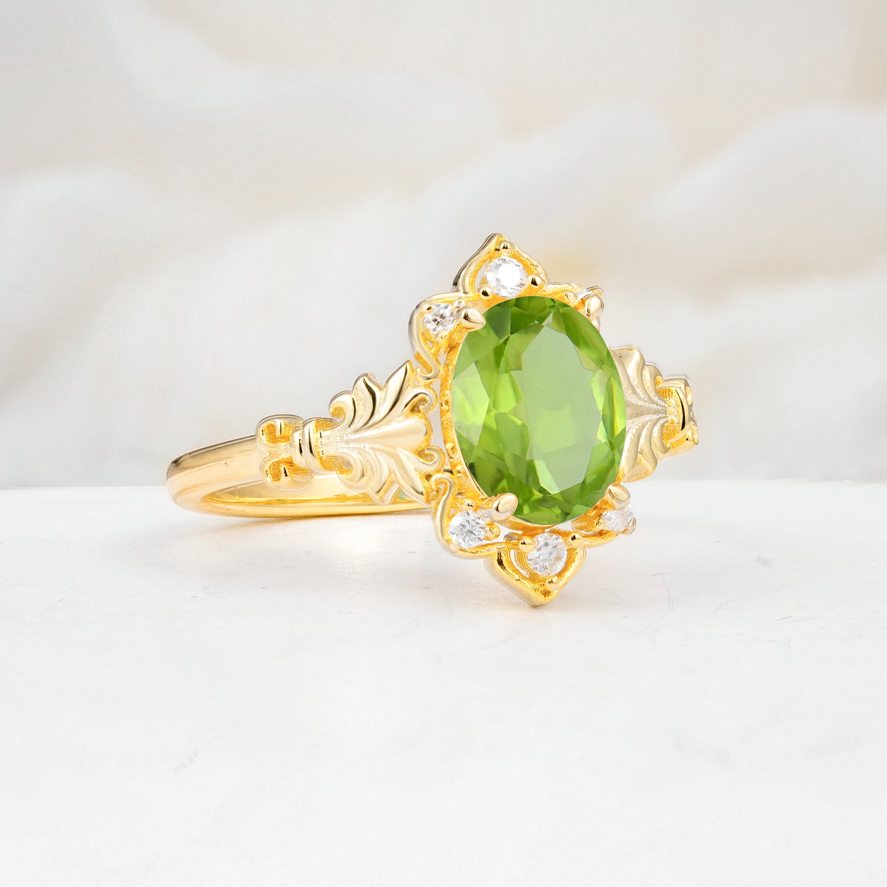 SR17618 Peridot Ring - White-Gold