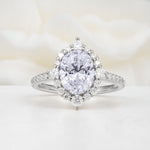 Luxurious Oval Cut Double Halo Pavé Band Lab Diamond Engagement Ring - Additional view