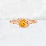 Round Cut Citrine Leaf Vine Nature-Inspired Engagement Ring - Additional view