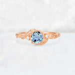 Round Cut Aquamarine Leaf Vine Nature-Inspired Engagement Ring - Additional view