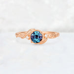Round Cut Alexandrite Leaf Vine Nature-Inspired Engagement Ring - Additional view
