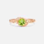 Round Cut Peridot Leaf Vine Nature-Inspired Engagement Ring - Additional view