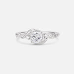 Round Cut Moissanite Leaf Vine Nature-Inspired Engagement Ring - Additional view